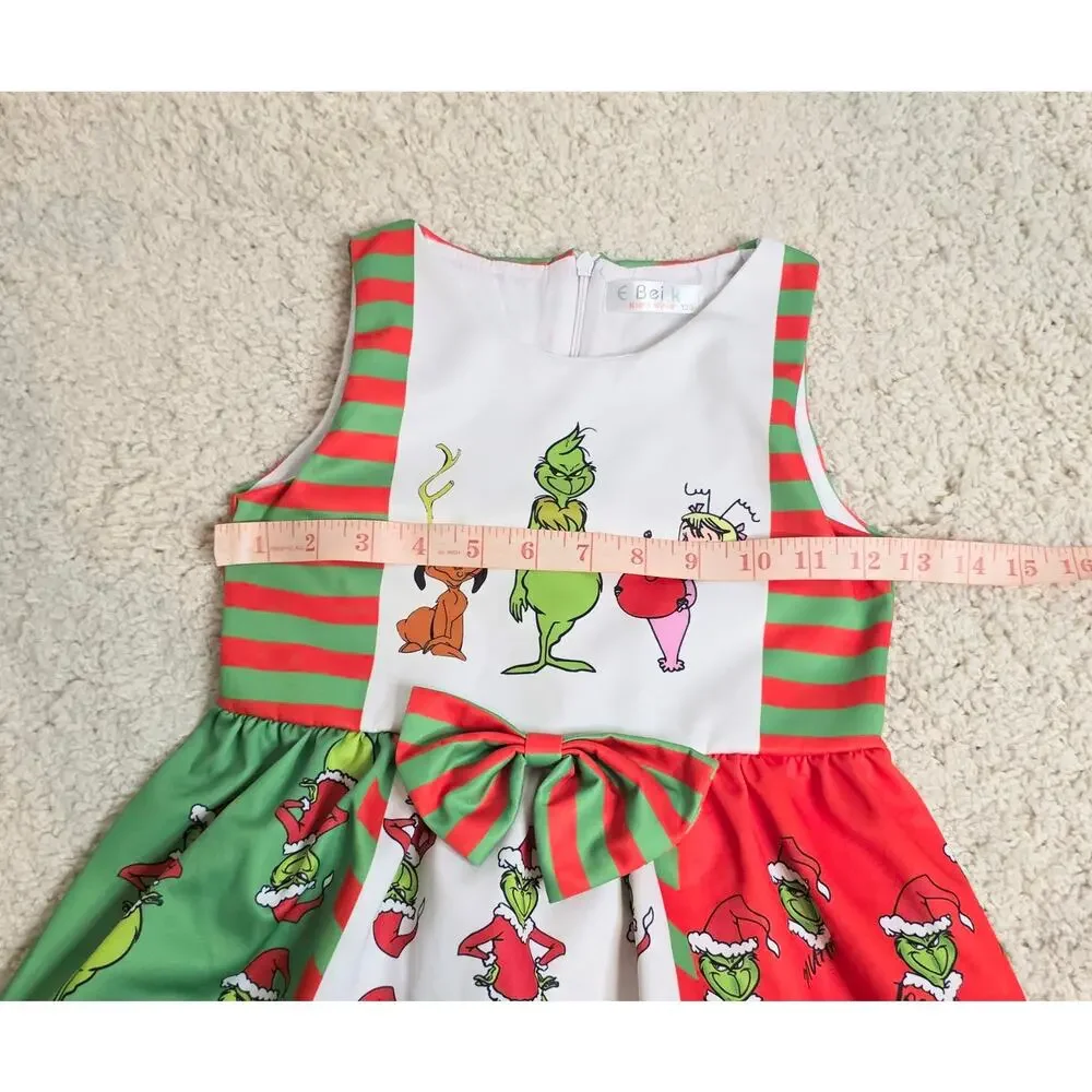 E Bei K Kid's Wear Dress Christmas Grinch Girl 6-7 Years (120) Red White Green